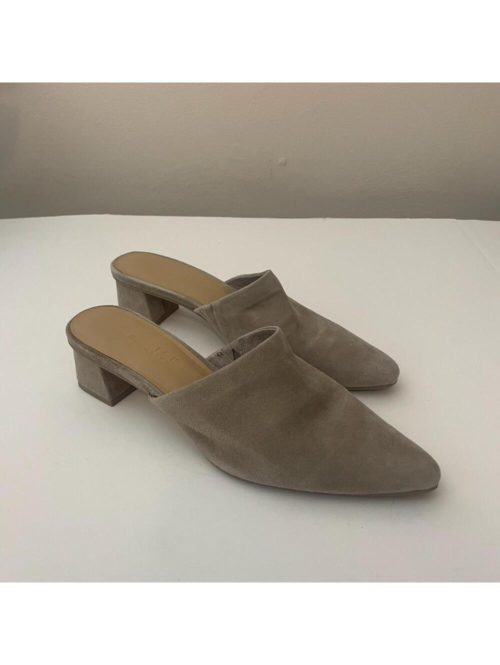 Splendid Lorelei Ermine Beige Suede Pointed Toe Block Heel Mule Women's Sz 8